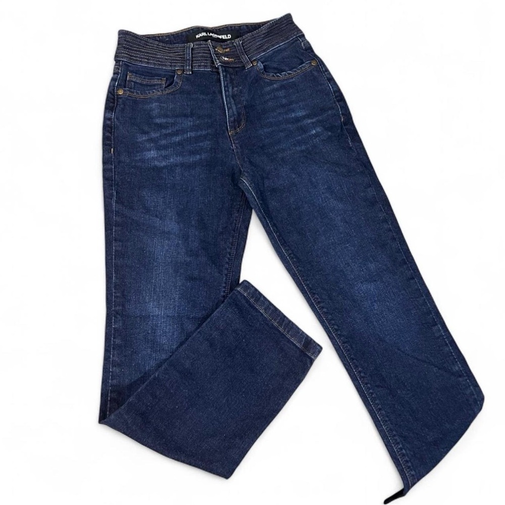 Karl Lagerfeld Paris Dark Wash High-Rise Straight Leg Jeans Size‎ 2